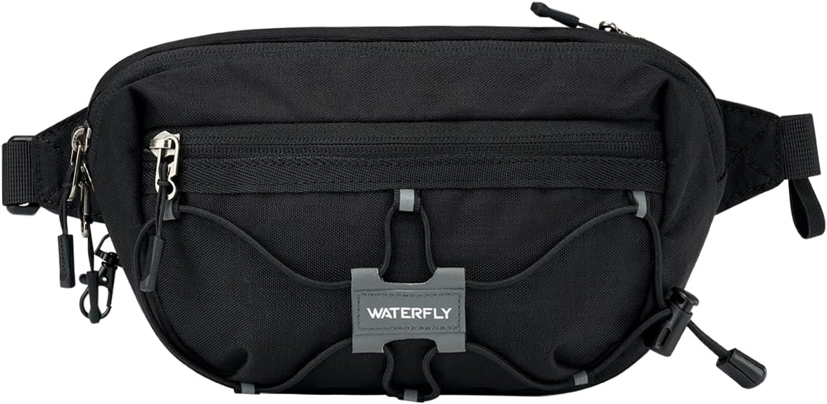 WATERFLY Small Fanny Pack RFID Blocking Travel Hiking Crossbody Waist Bag