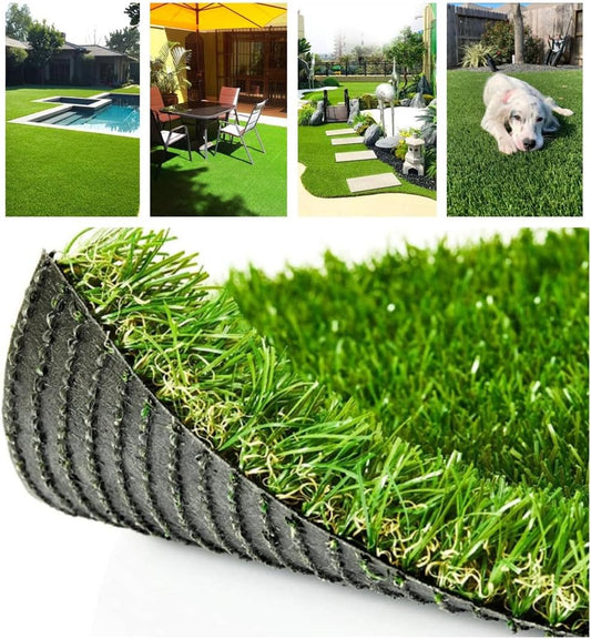 Petgrow Deluxe Realistic Artificial Grass Turf 3.3FTX5FT, 70 Oz Face Weight /Drainage Holes / Rubber Backing, Indoor Outdoor Pet Faux Synthetic Grass Astro Rug Carpet for Garden Backyard Patio Balcony