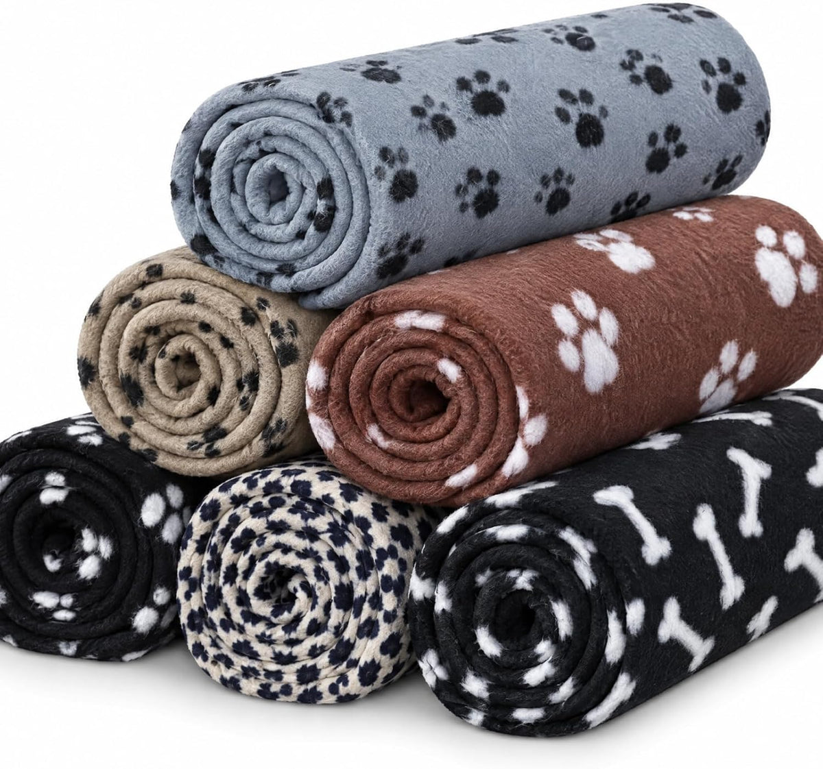 Tegeme 6 Pcs Large Dog Blanket for Dogs Puppy Cats Soft Fleece 55 X 39 Inch