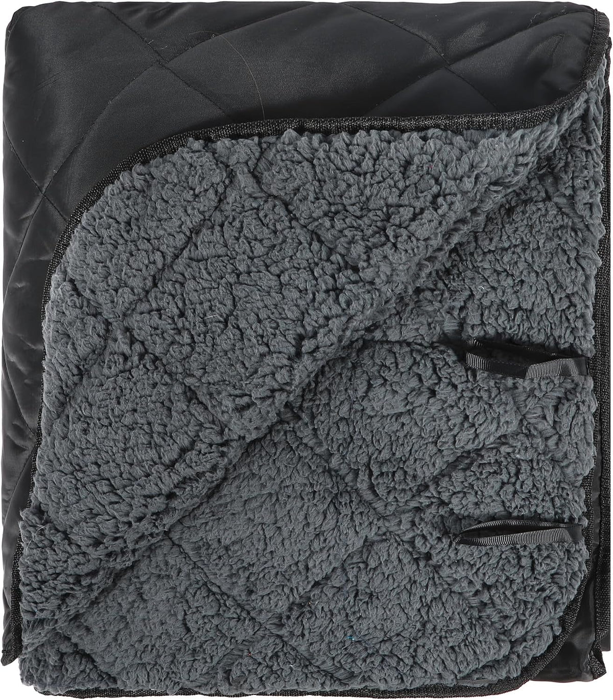 REDCAMP Large Camping Blanket with Sherpa Lining, Black 71"X59"