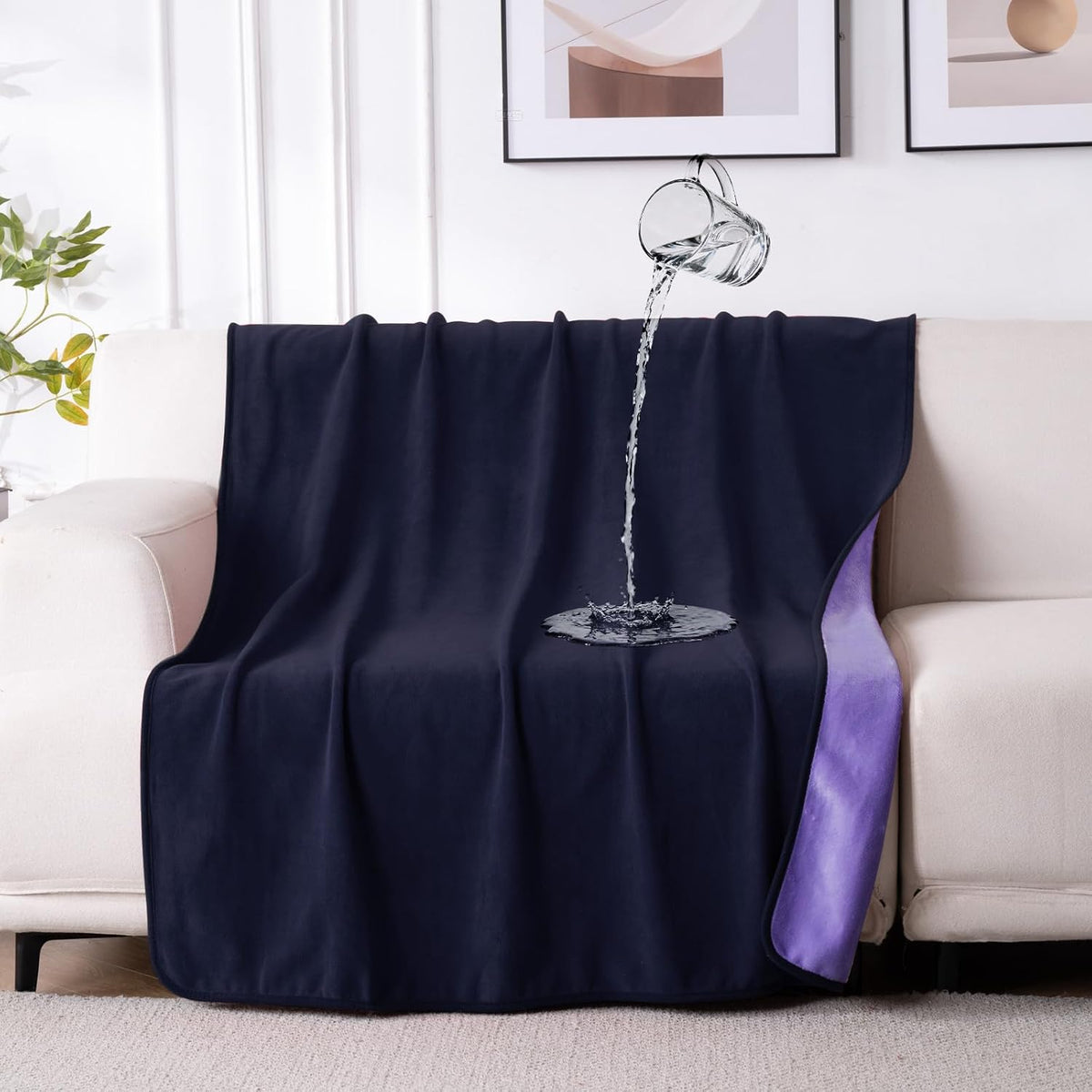 Qiyi Reversible Waterproof Blanket for Bed Couch Sofa, 40"X60", Purple