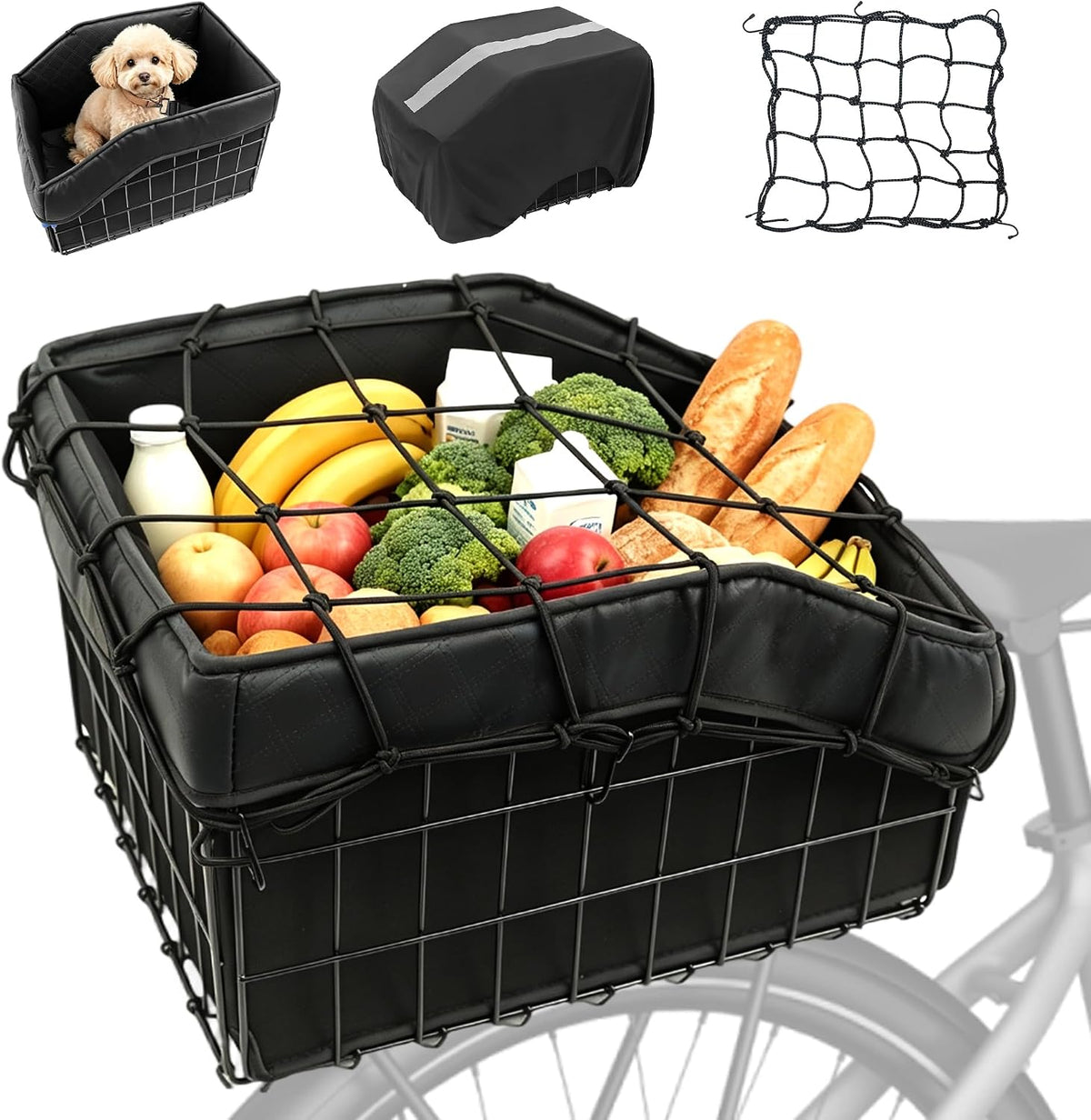 Wdmiya Bike Basket Rear, Foldable Ebike Rear Basket