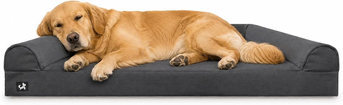 Sytopia 42In Indestructible Dog Beds for Large Sized Dogs,Xl Chew Proof Dog Bed with Removable Washable Cover, Waterproof Egg Crate Foam, Non-Slip Bottom, Supports up to 100+ Lbs, Dark Gray