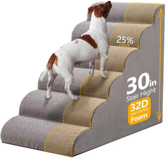 Dog Stairs for High Beds 30-36" H 6-Step Pet Stairs for Large Dogs