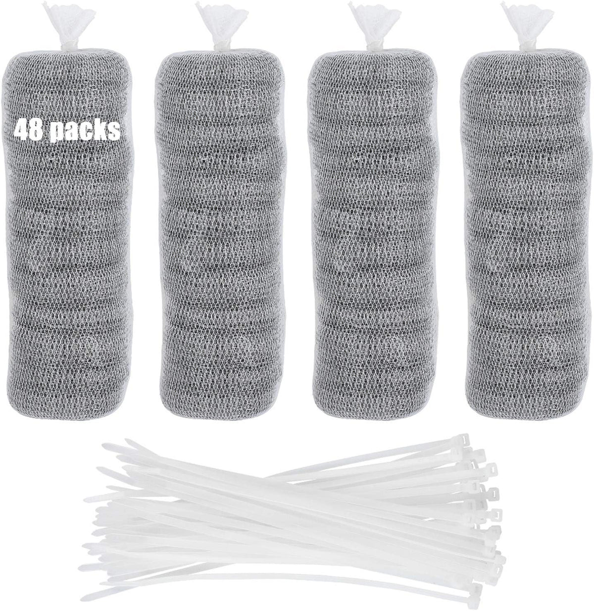 48 PCS Lint Traps Washing Machine Lint Trap Stainless Steel Lint Snare Traps Laundry Mesh Washer Hose Filter Washing Machine Lint Snare, Lint Traps Hose Screen Filter Catcher with 48 Nylon Cable Ties