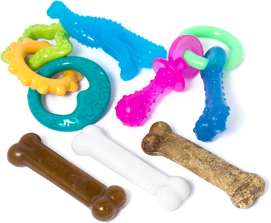 Beiker Dog Teething Chew Toys - 15 Pack Small Medium Breed Puppy Toy, Variety Dogs Rope Chew Toys Bundle for Boredom, Pet Interactive Squeaky Treat Dispensing Ball for Puppies