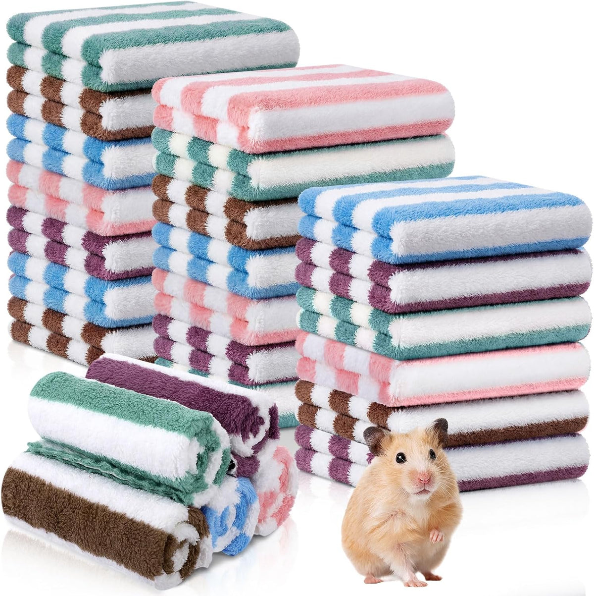 Moukeren 20Pcs Guinea Pig Blankets, 12 X 12 Inch, Waffle Style, Multicolor