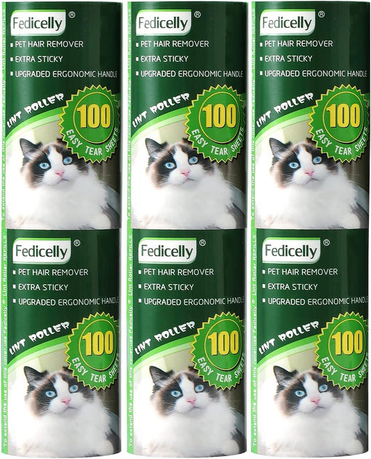 Fedicelly Large Lint Rollers Pet Hair Extra Sticky Refills,Mega Value Set 6.3 Inches Wider with 320 Sheets for Cat and Dog Hair Removal,80 Sheets per Roller (Pack of 4)