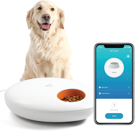 Geeni Smart Pet Feeder for Wet or Dry Food, 5-Meal with Ice Packs, White