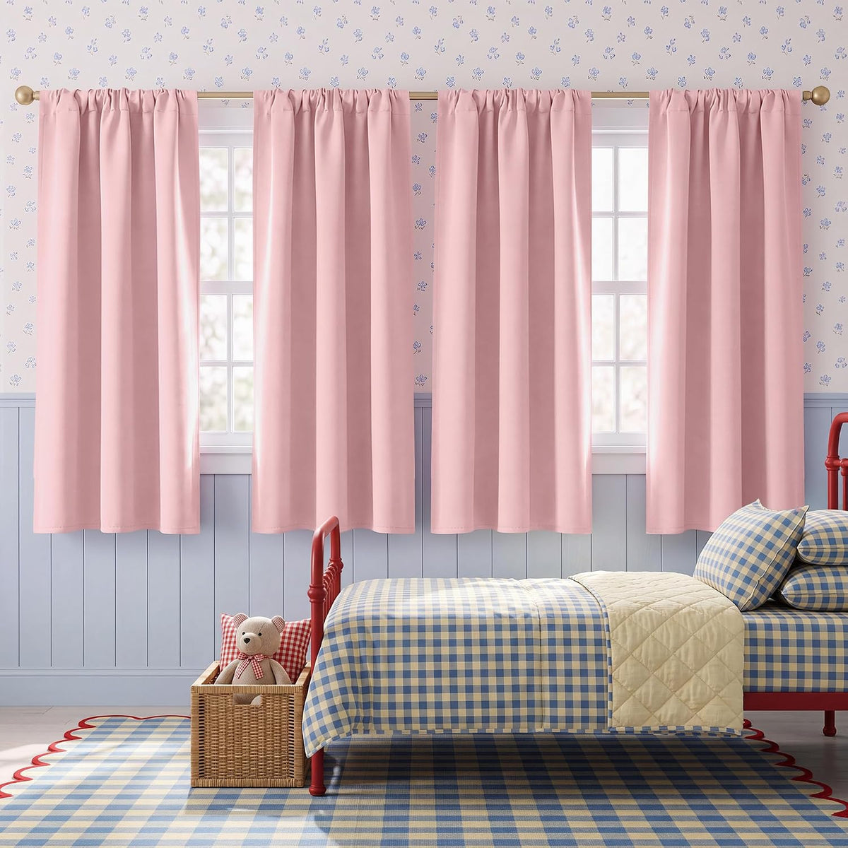 NICETOWN 4 Packs Blush Pink Blackout Curtains 63 Inch Length for Girls Room